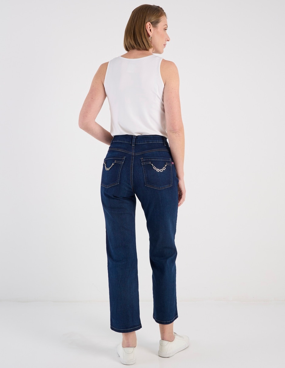 Jeans straight corte cintura para mujer 6