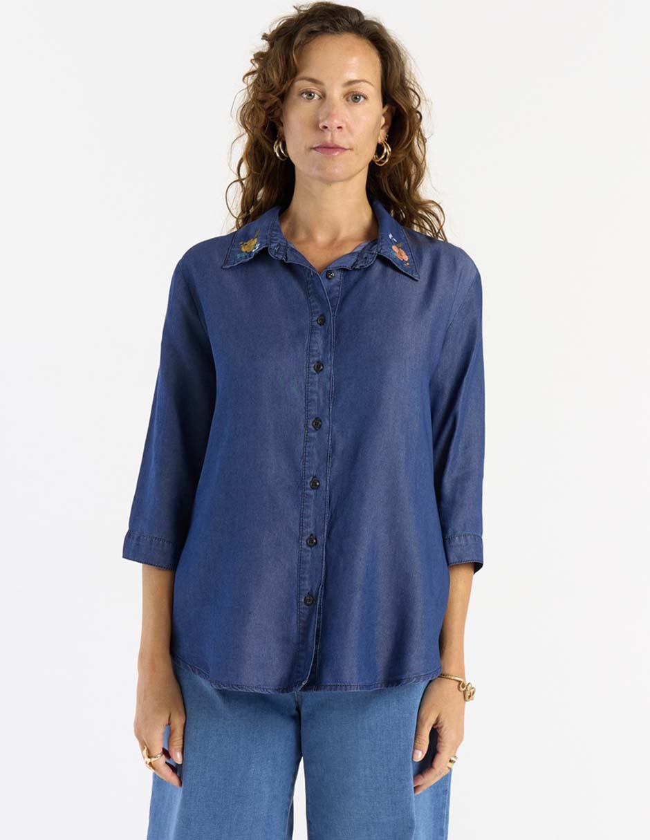Blusa camisera manga 3/4 para mujer 4