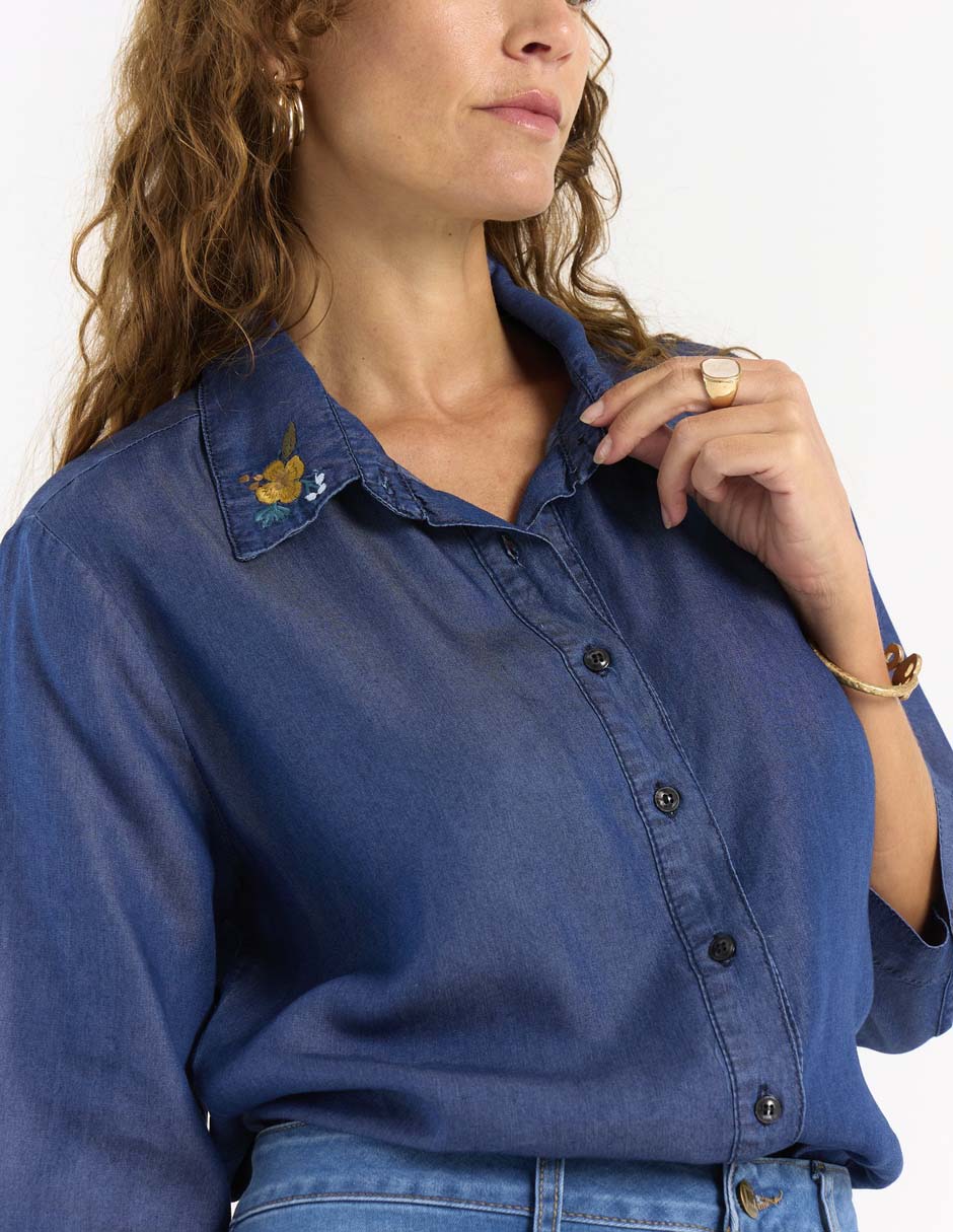 Blusa camisera manga 3/4 para mujer 5