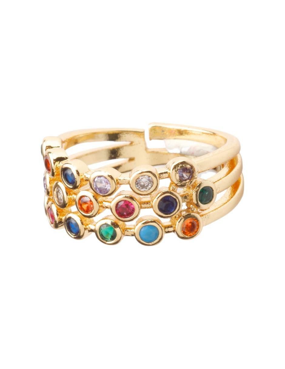 Anillo Lumora zirconia con acabado baño de oro 18 k