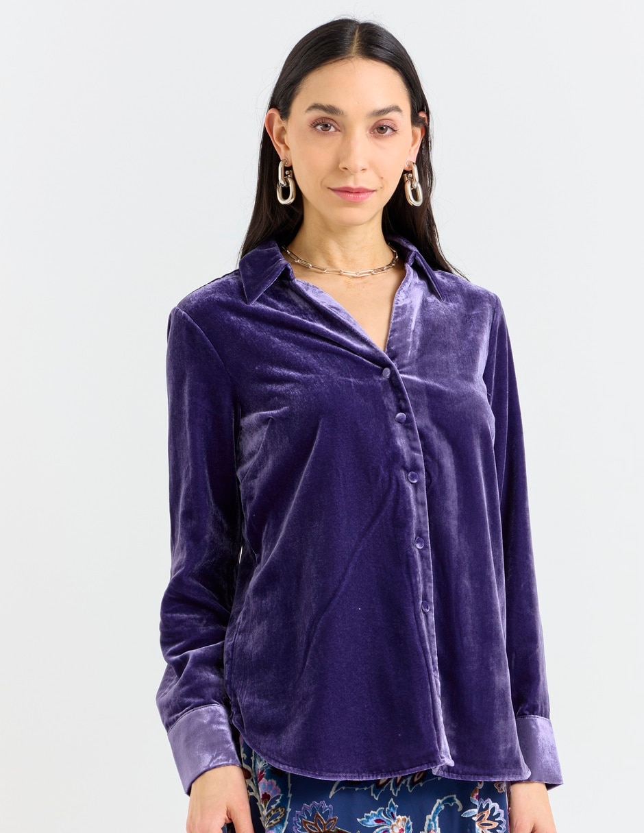 Blusa camisera manga larga para mujer