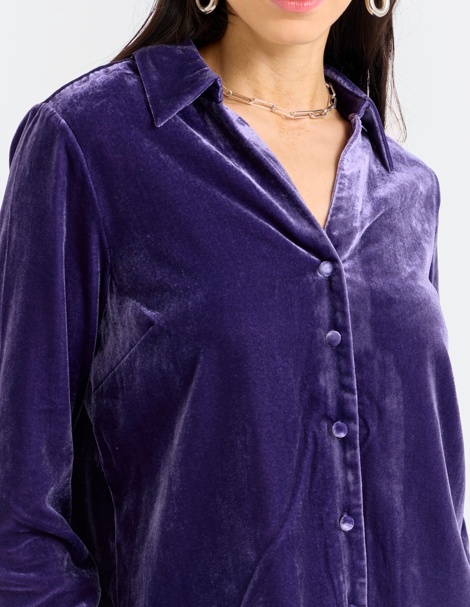 Blusa camisera manga larga para mujer 4