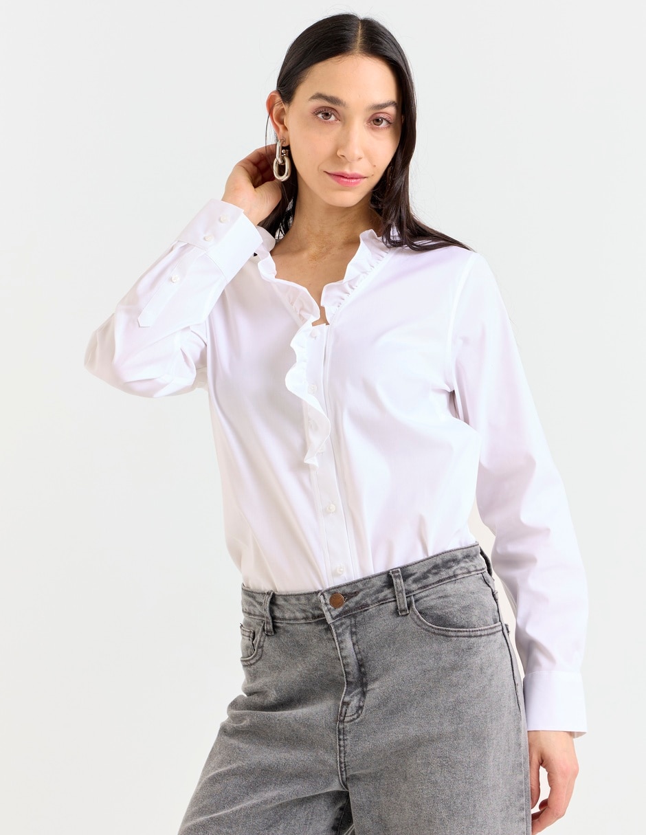 Blusa camisera manga larga para mujer