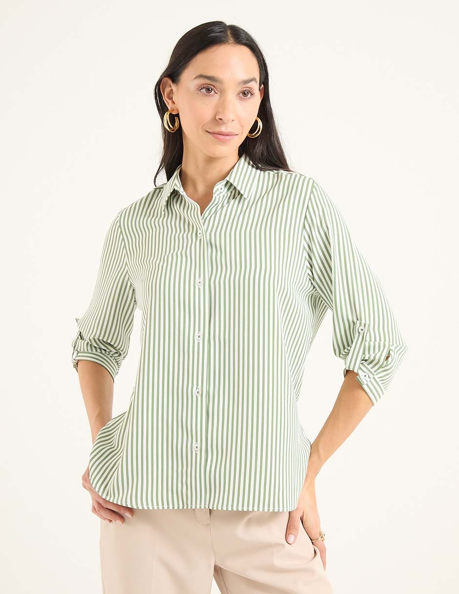 Blusa camisera manga 3/4 para mujer 1