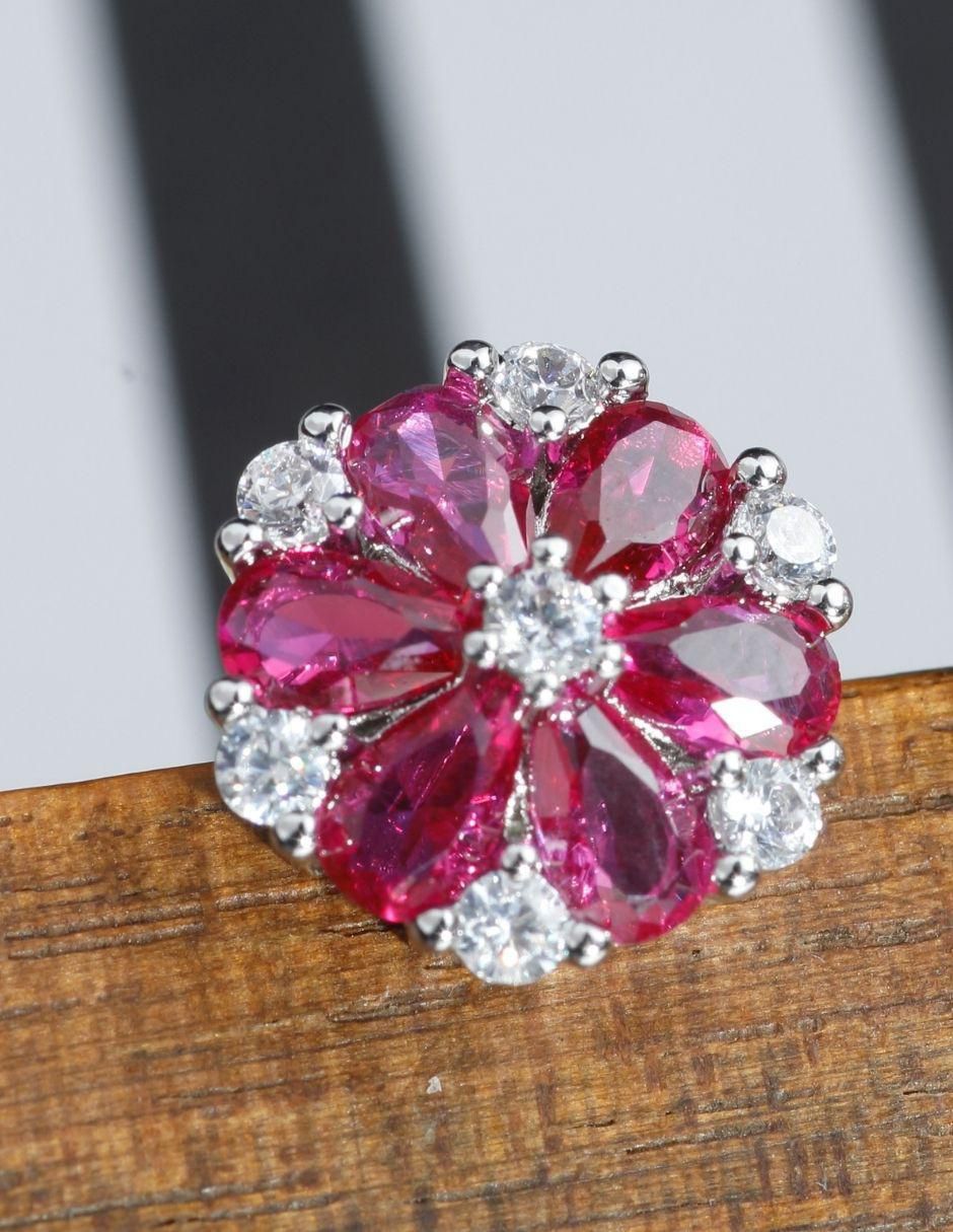 Broqueles de flor Floréa con acabado baño rodio zirconia 3