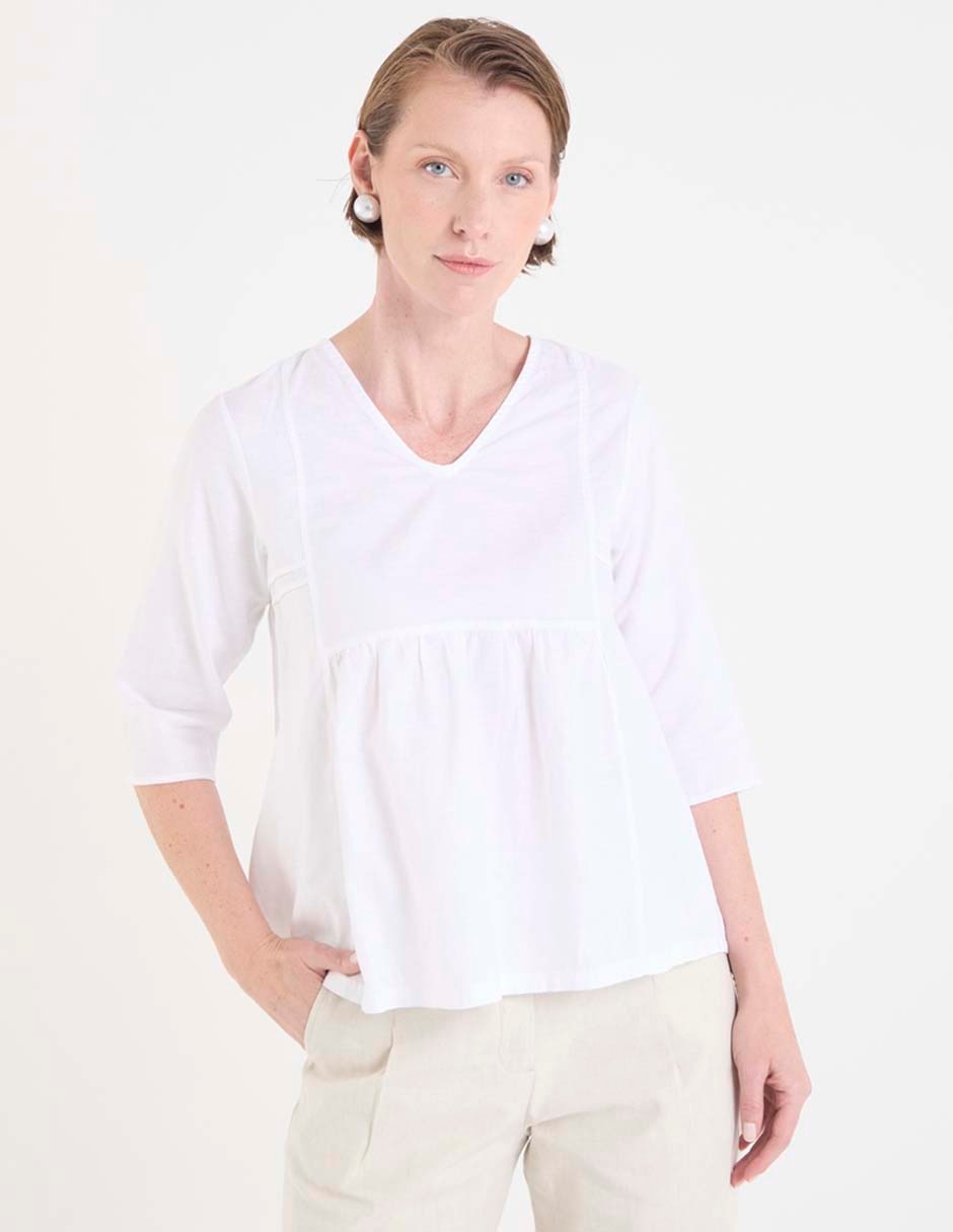 Blusa manga al codo para mujer