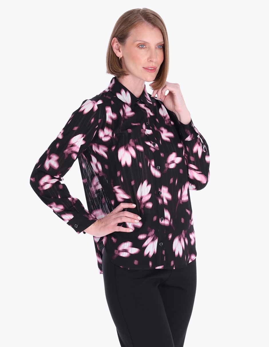 Blusa camisera manga larga para mujer