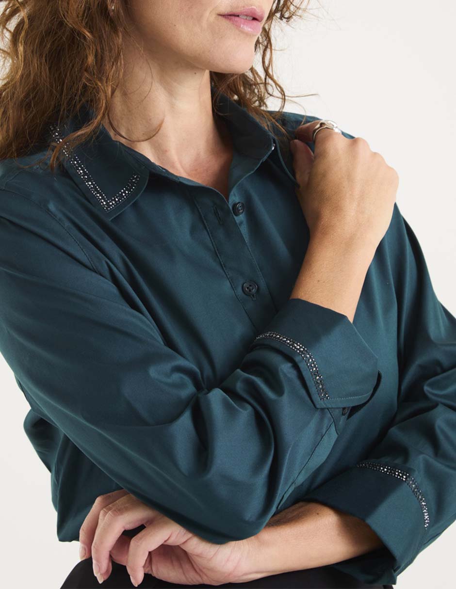 Blusa camisera manga larga para mujer 4