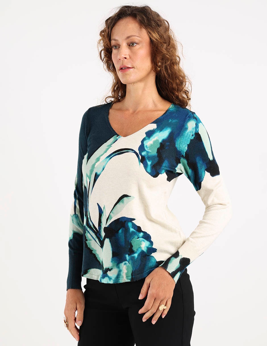 Suéter cuello V para mujer