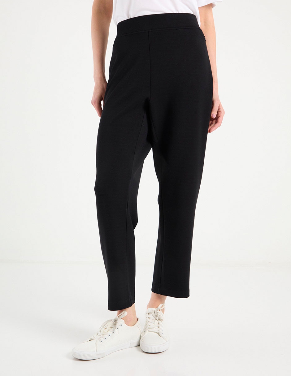 Pants straight con elástico para mujer