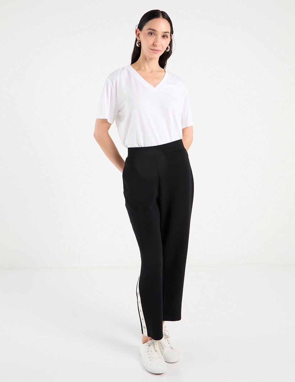 Pants straight con elástico para mujer 2