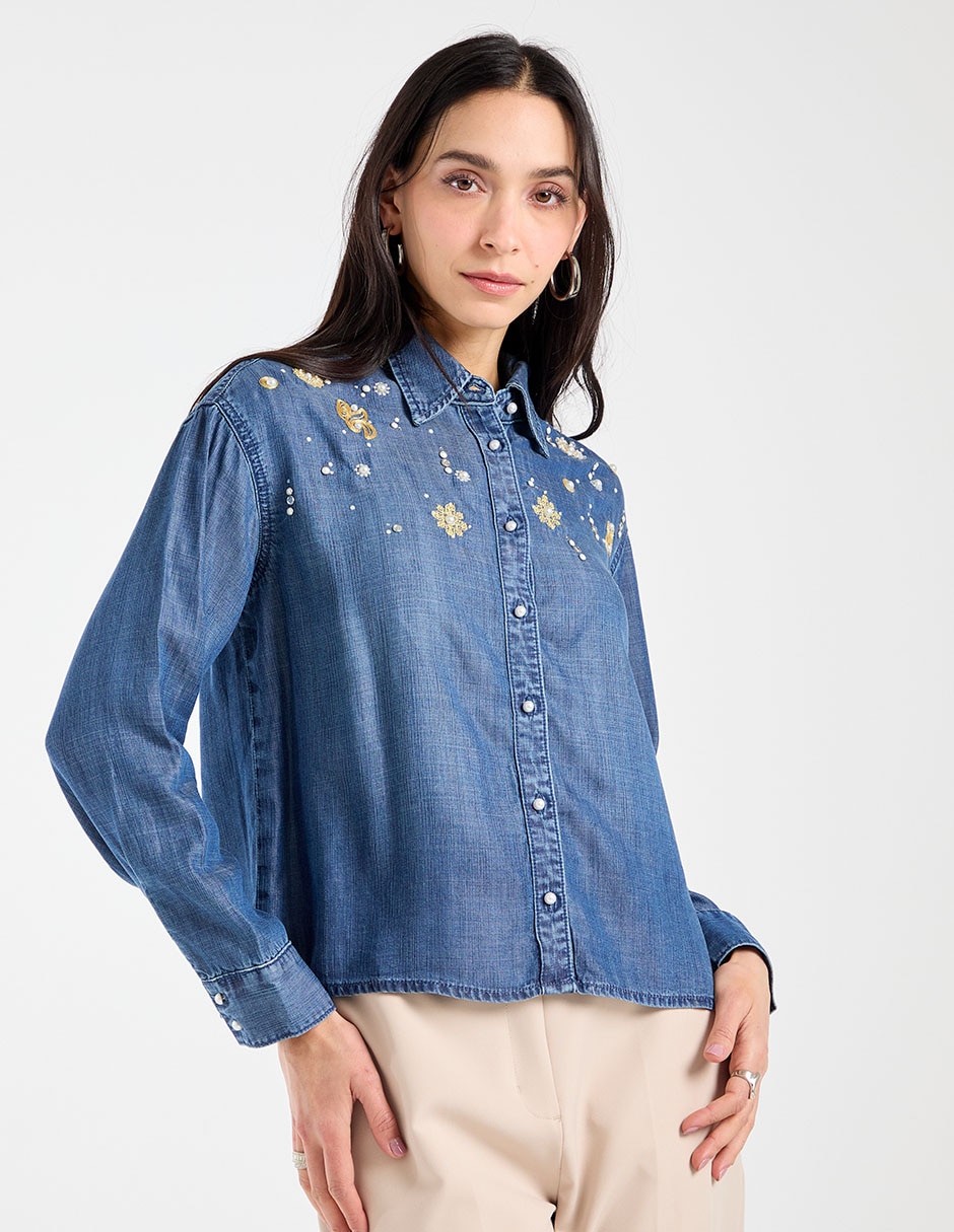 Blusa camisera manga larga para mujer 2