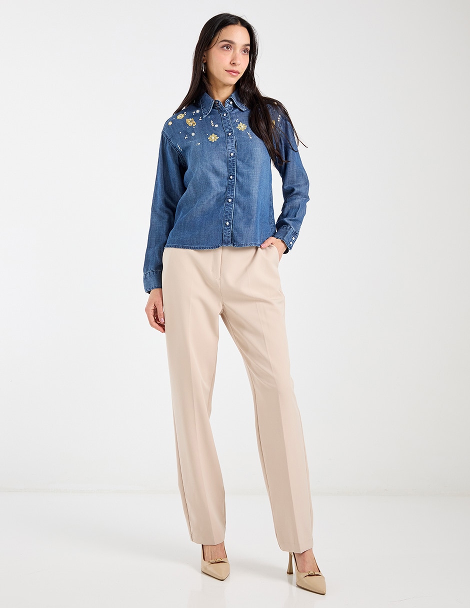 Blusa camisera manga larga para mujer 3