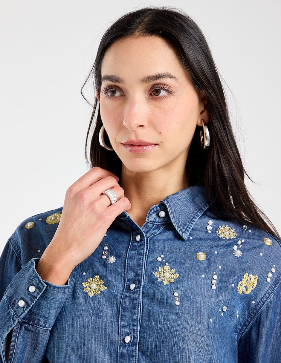 Blusa camisera manga larga para mujer 4