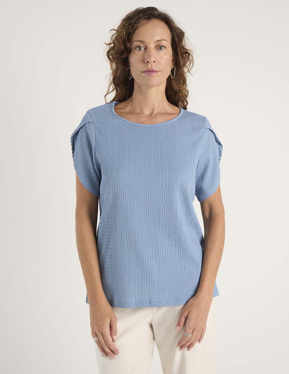 Playera manga corta cuello redondo para mujer