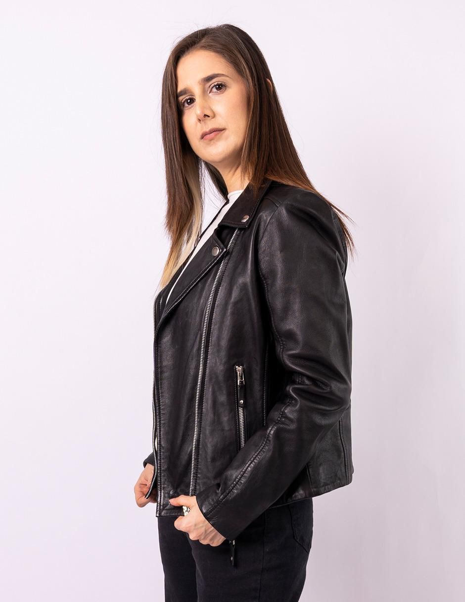 Chamarra para motociclista impermeable de piel para mujer 2
