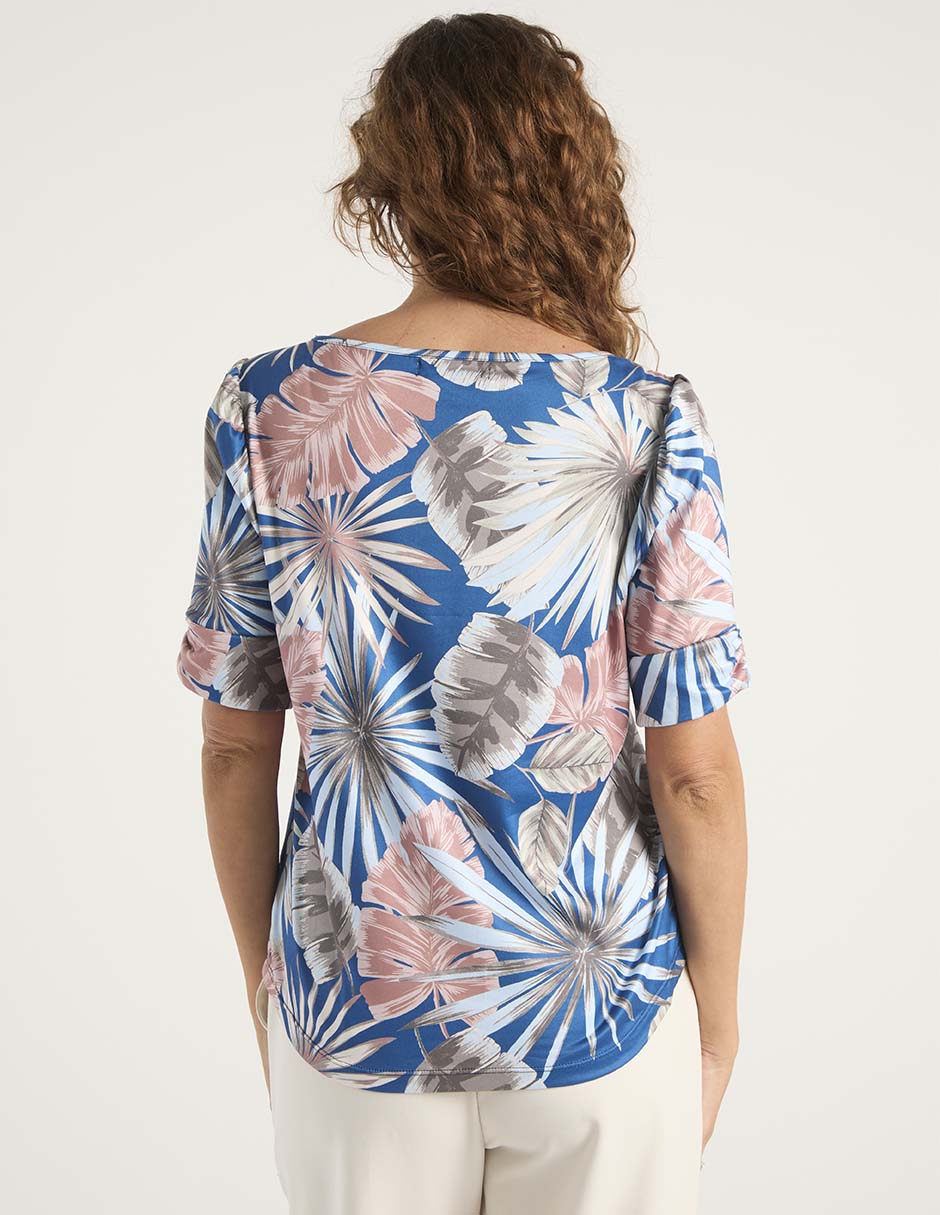 Playera manga al codo cuello ojal para mujer 6