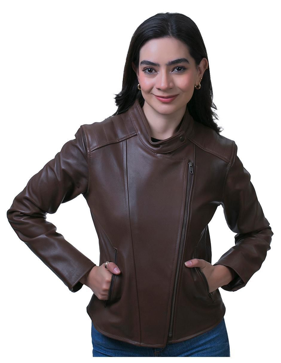 Chamarra impermeable de piel para mujer