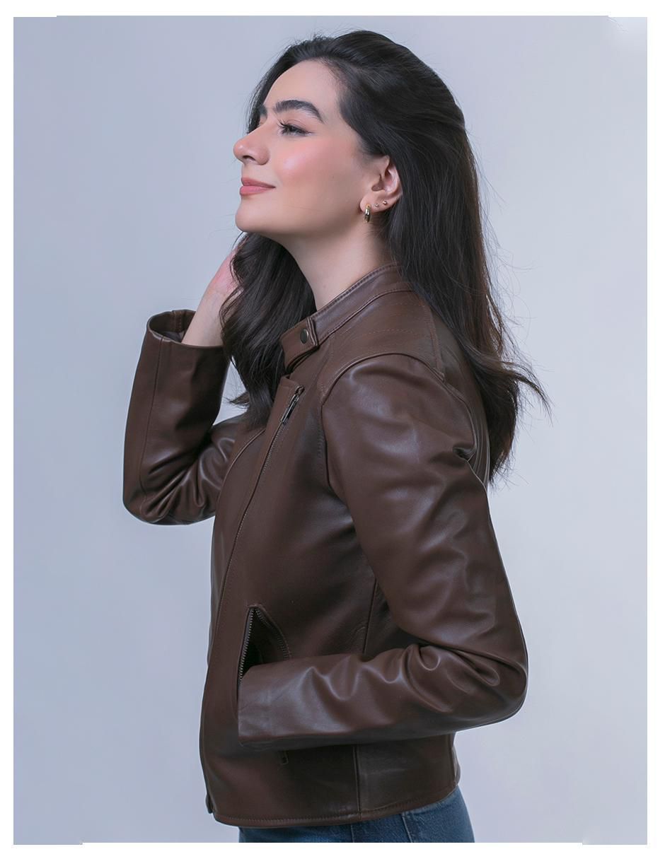 Chamarra impermeable de piel para mujer 4