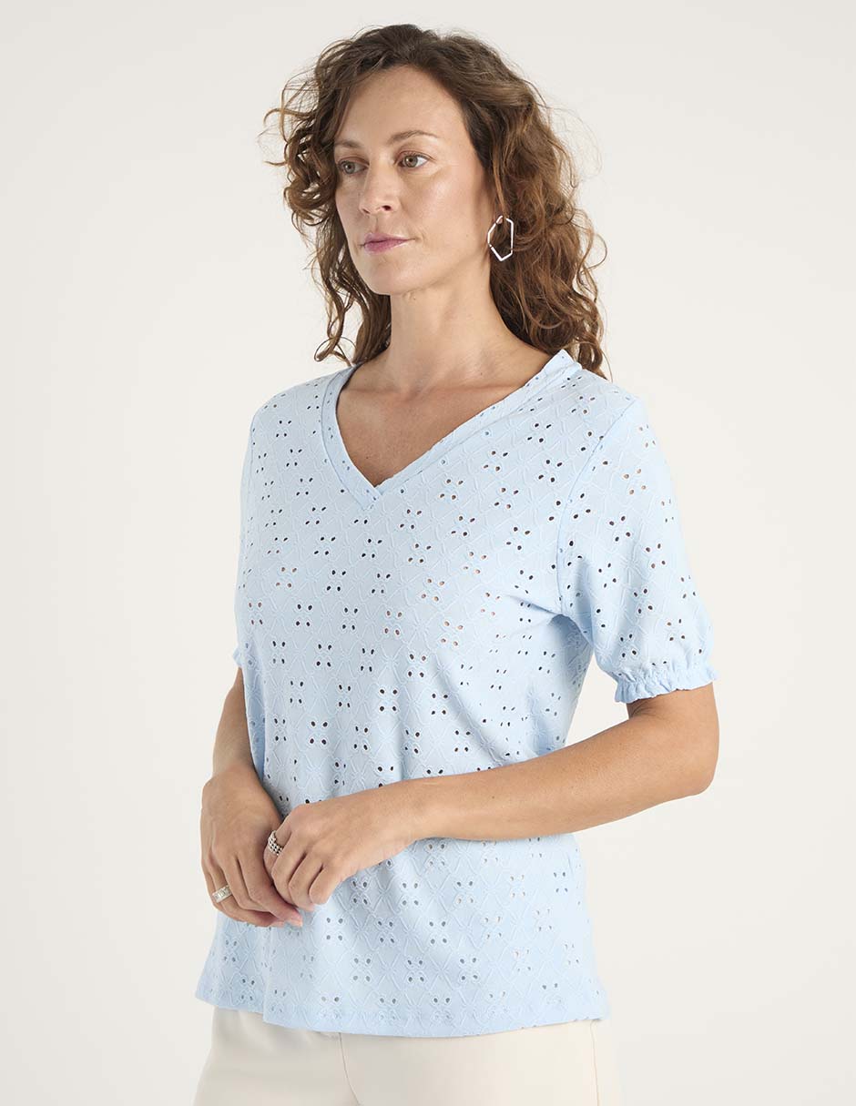 Playera Manga corta cuello V para mujer