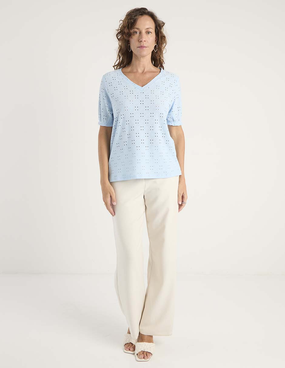 Playera Manga corta cuello V para mujer 2