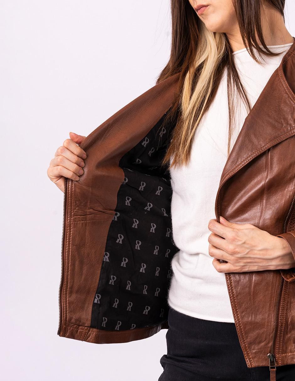 Chamarra casual Italy Donna impermeable de piel para mujer 4