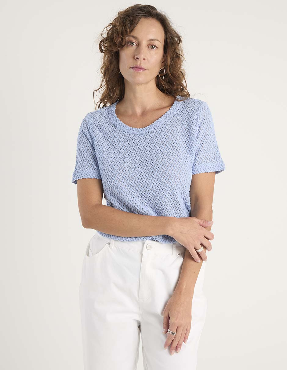 Playera manga corta cuello redondo para mujer