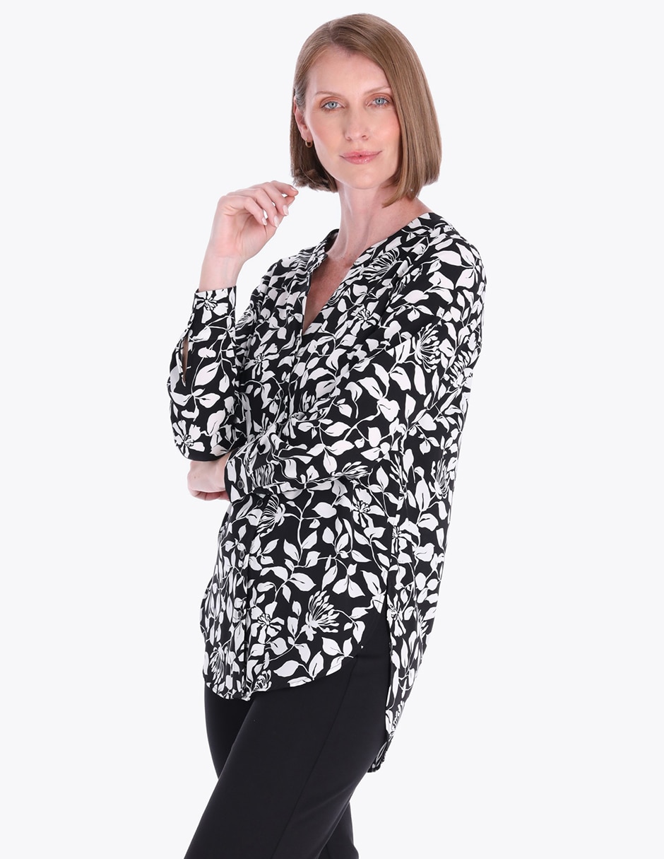 Blusa camisera manga larga para mujer