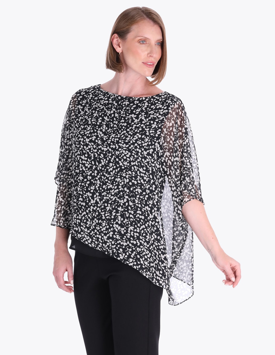 Blusa túnica manga al codo para mujer