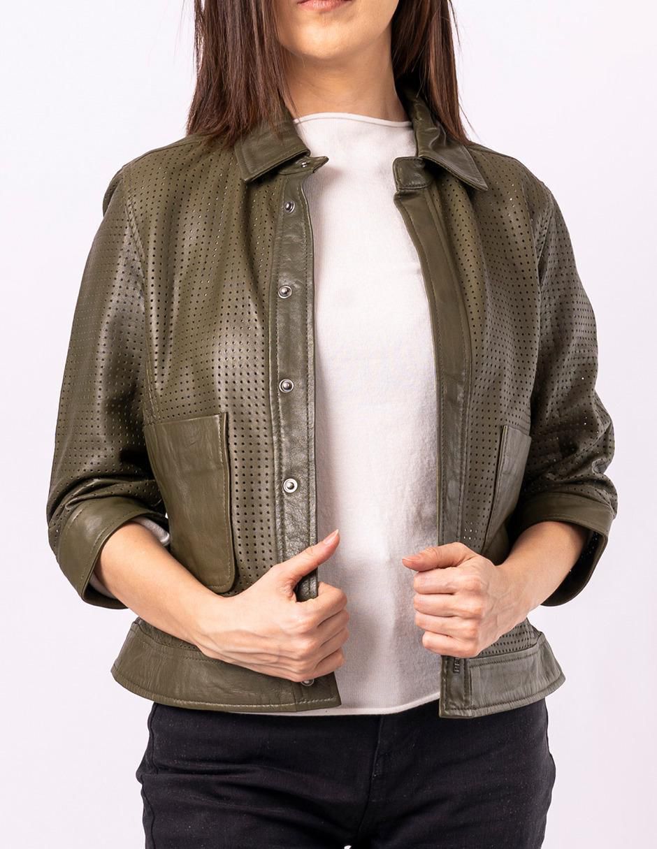 Chamarra casual piel para mujer