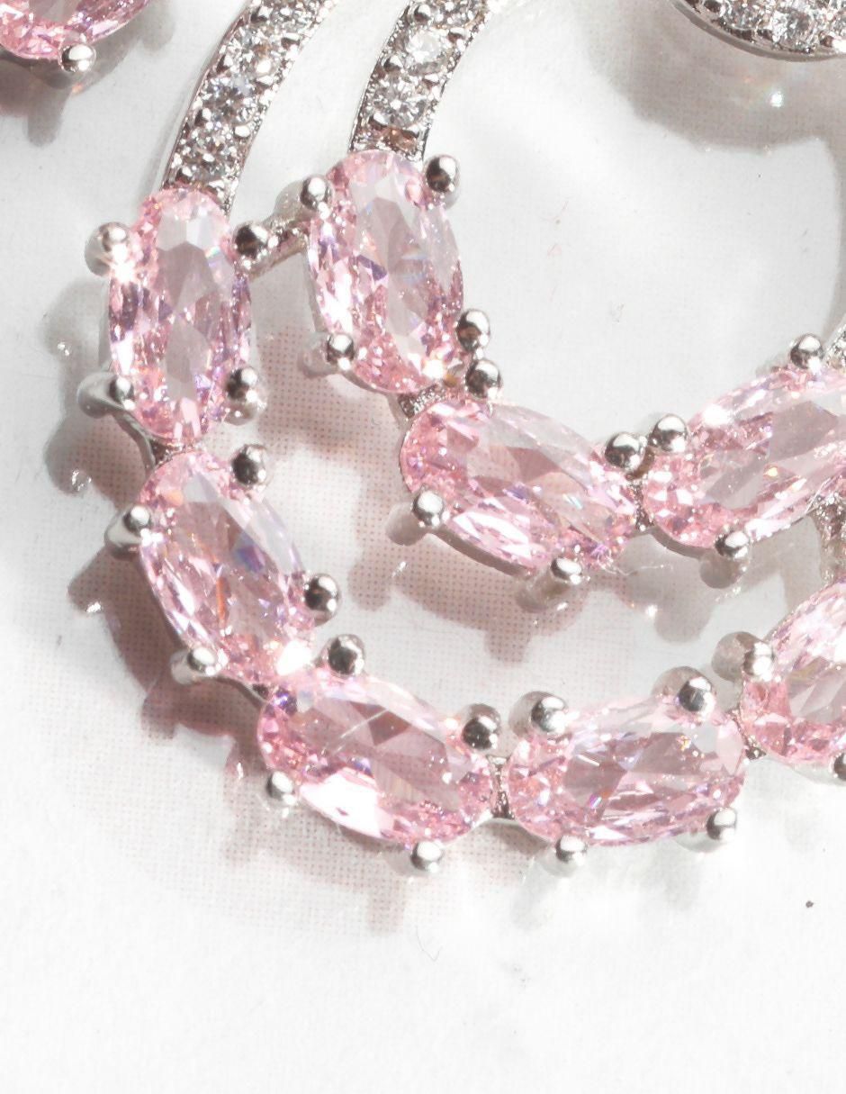 Aretes largos Brillanza con acabado baño rodio zirconia 4