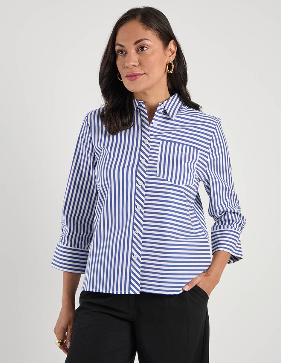 Blusa camisera manga 3/4 para mujer