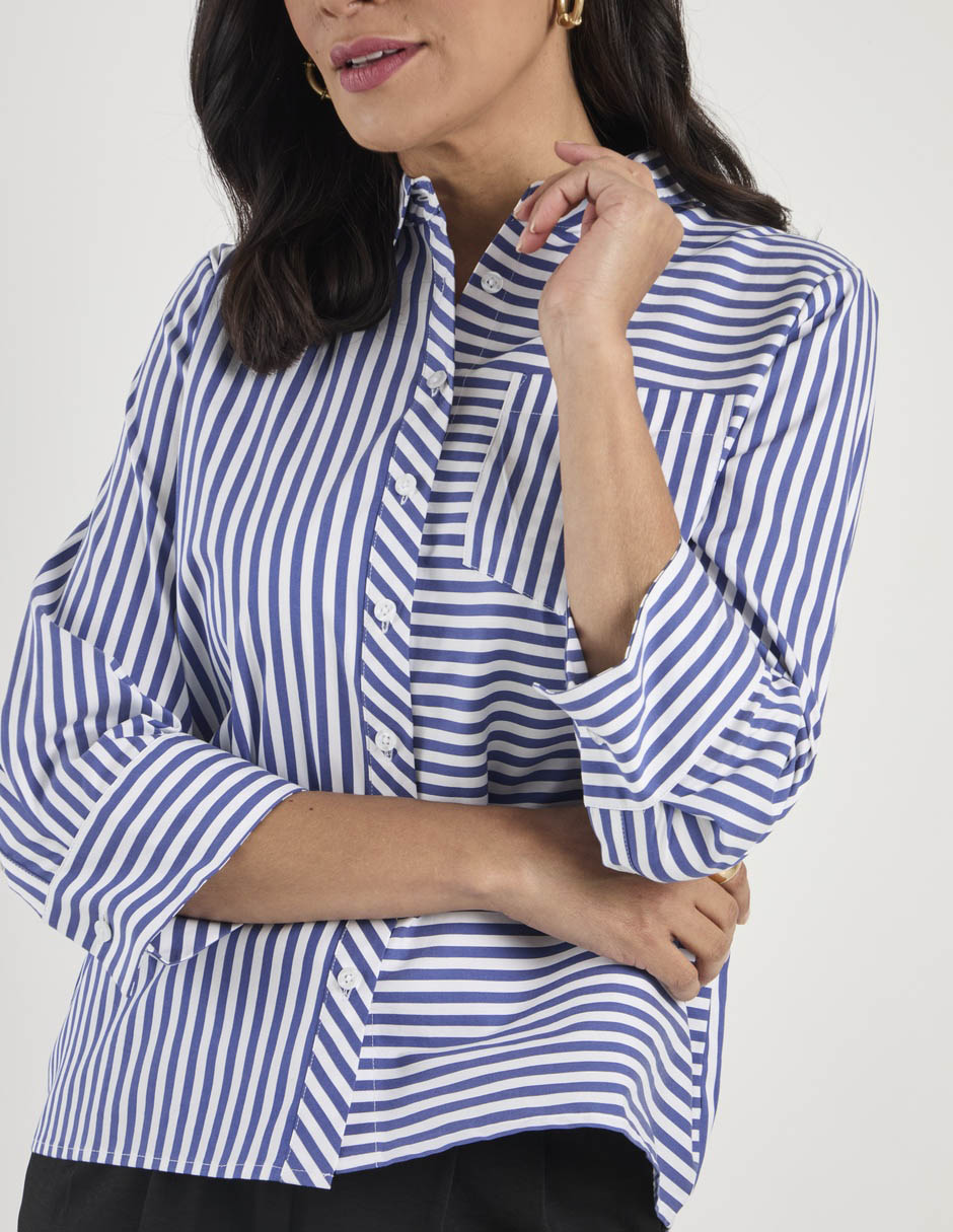 Blusa camisera manga 3/4 para mujer 4
