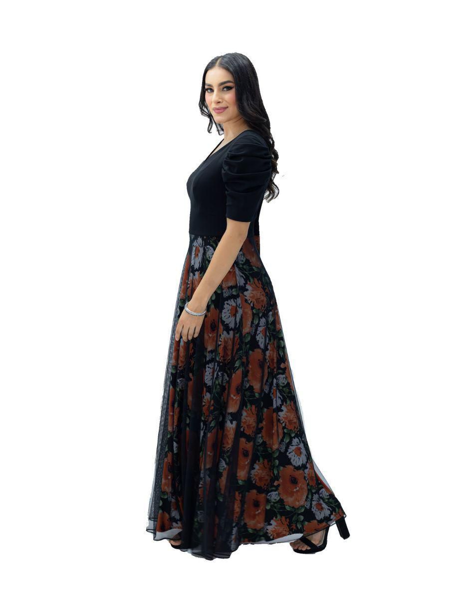 Vestido largo de fiesta escote v 2