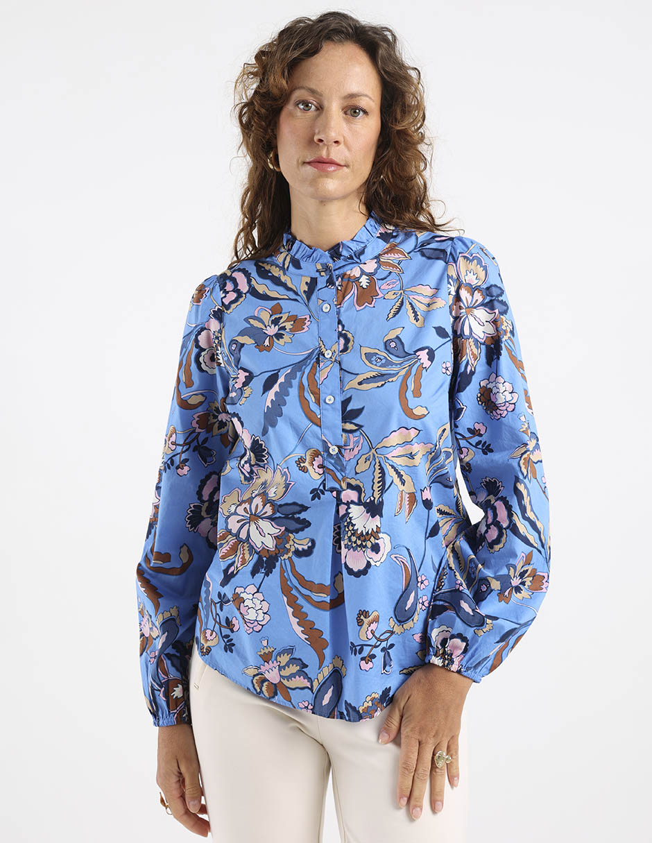 Blusa camisera manga larga para mujer