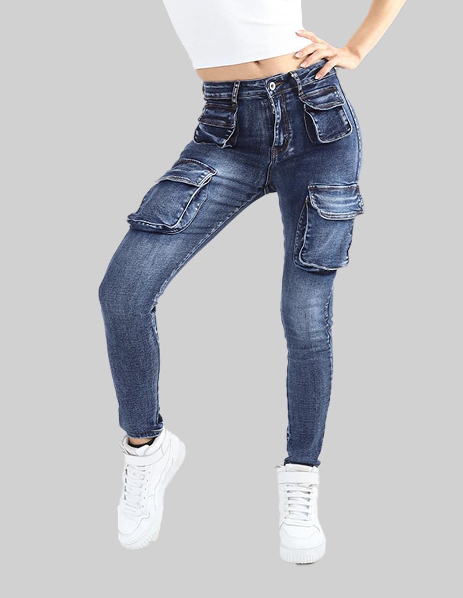 Jeans cargo slim para mujer