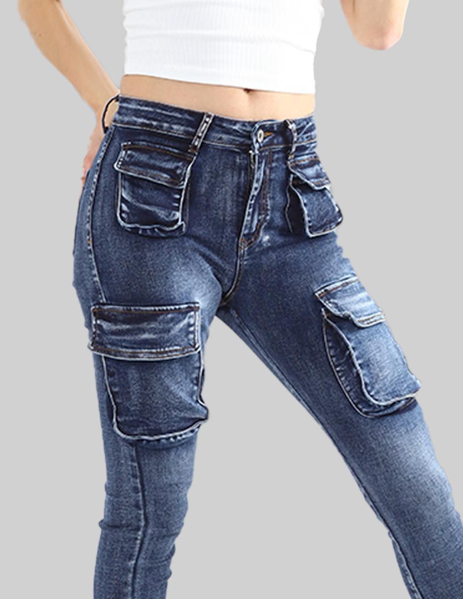 Jeans cargo slim para mujer 3