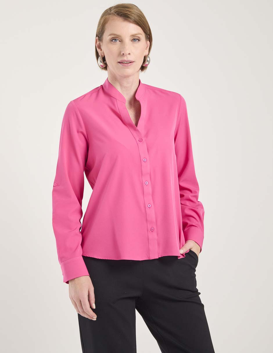Blusa camisera manga larga para mujer