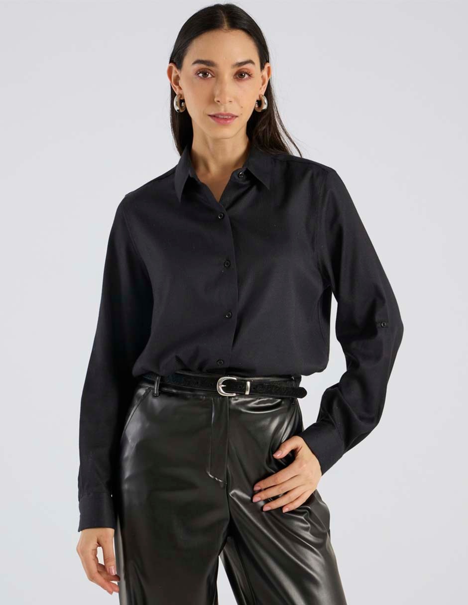 Blusa camisera manga larga para mujer