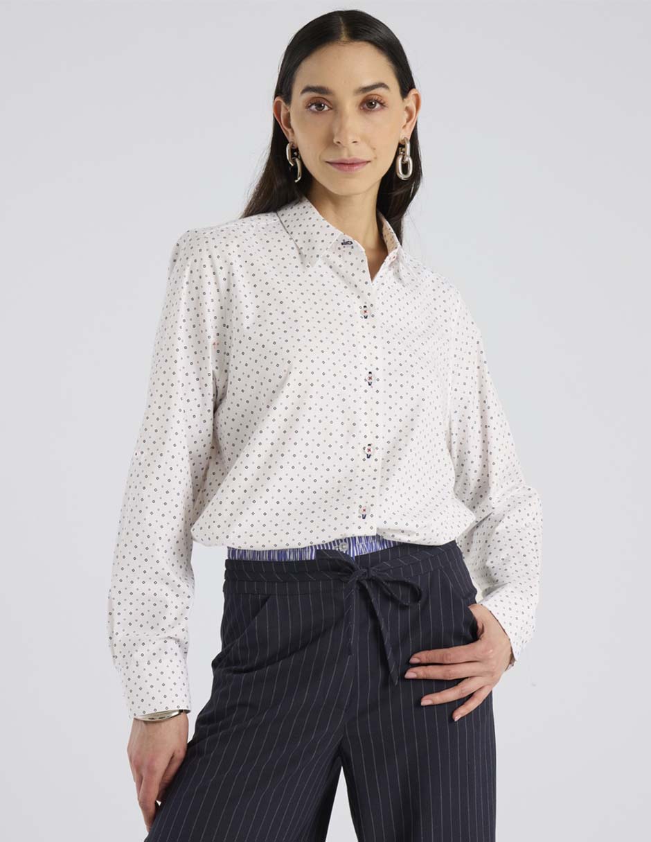 Blusa camisera manga larga para mujer