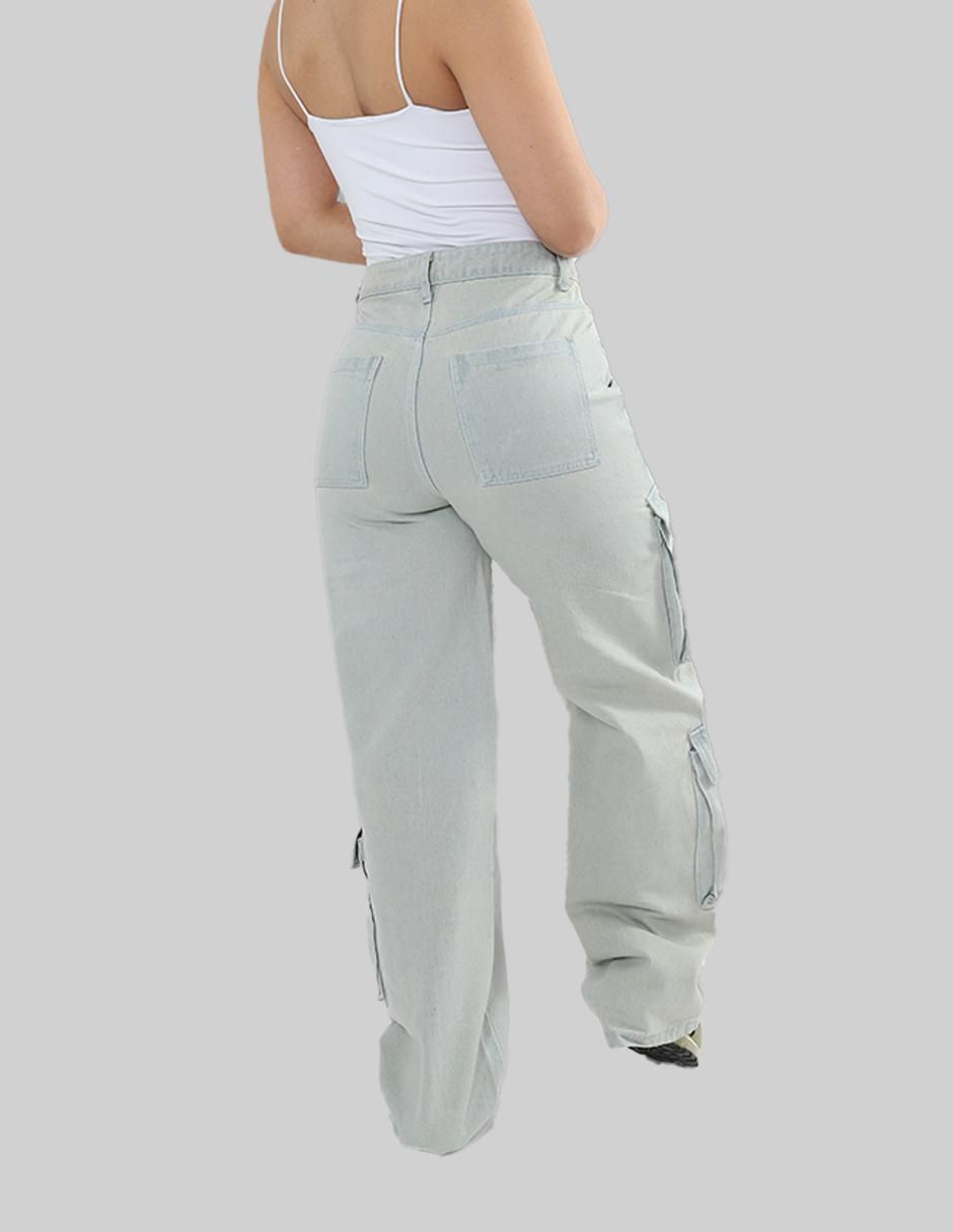 Jeans cargo amplio para mujer 2