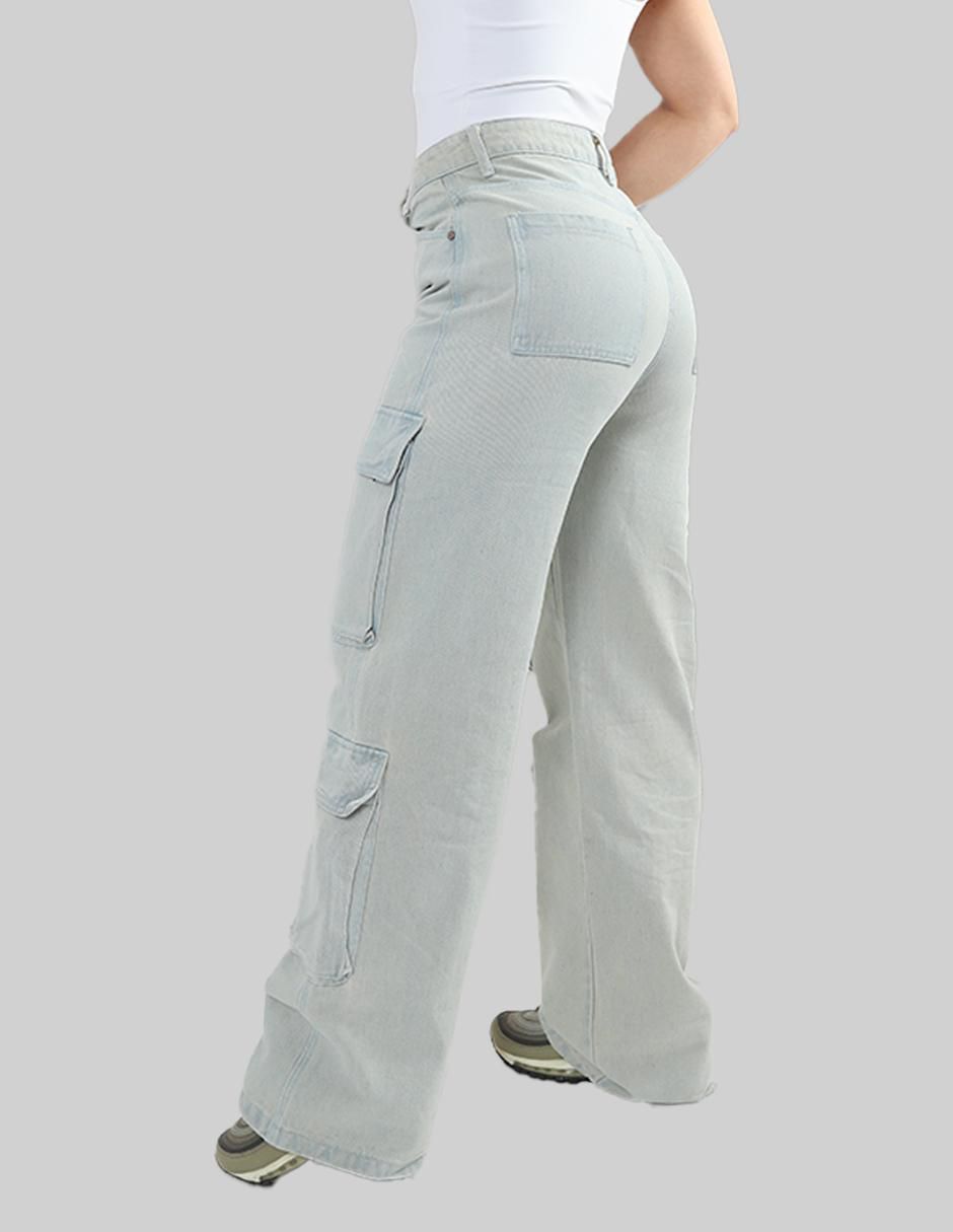 Jeans cargo amplio para mujer 3