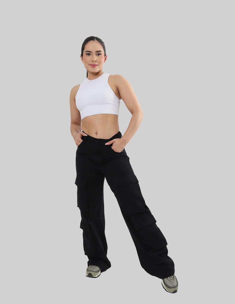 Jeans cargo relajado para mujer 2