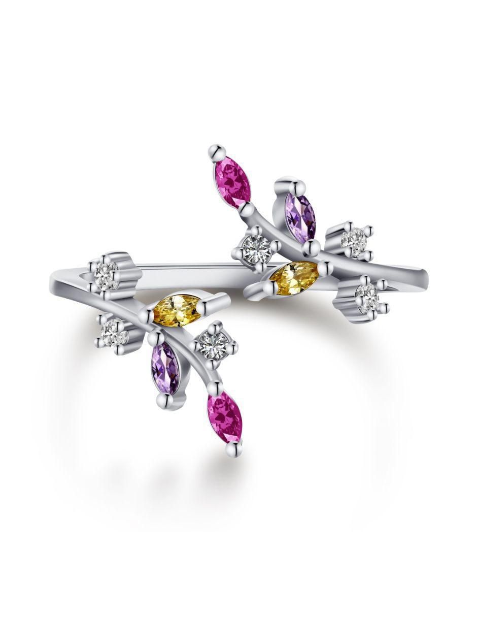 Anillo Flora P 925 de plata zirconia 2