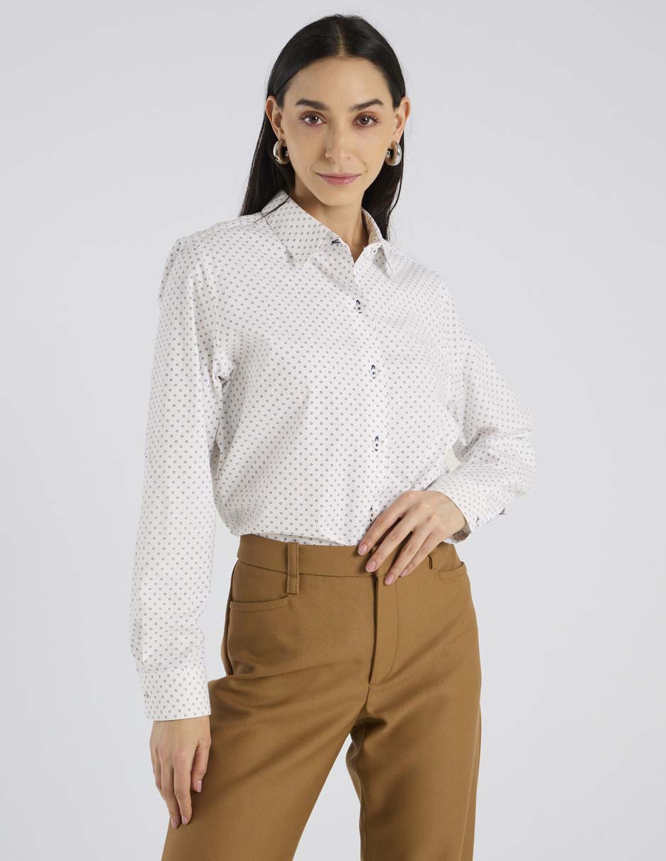 Blusa camisera manga larga para mujer