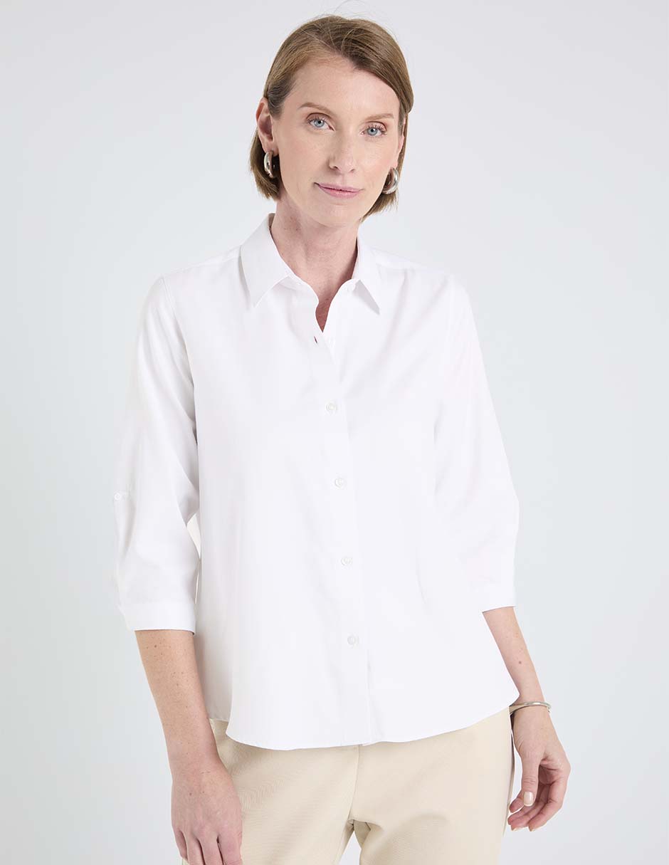 Blusa camisera manga 3/4 para mujer