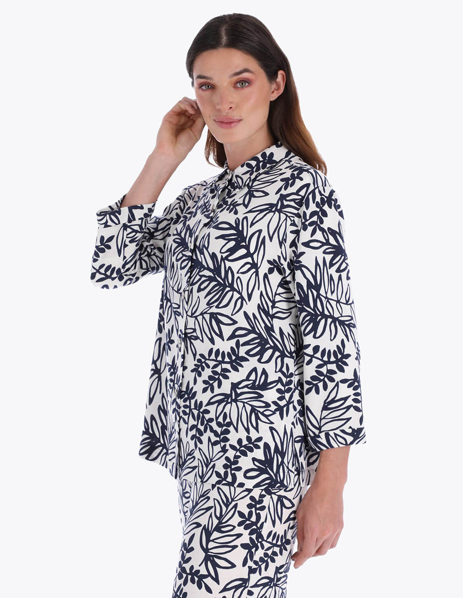 Blusa camisera manga 3/4 para mujer