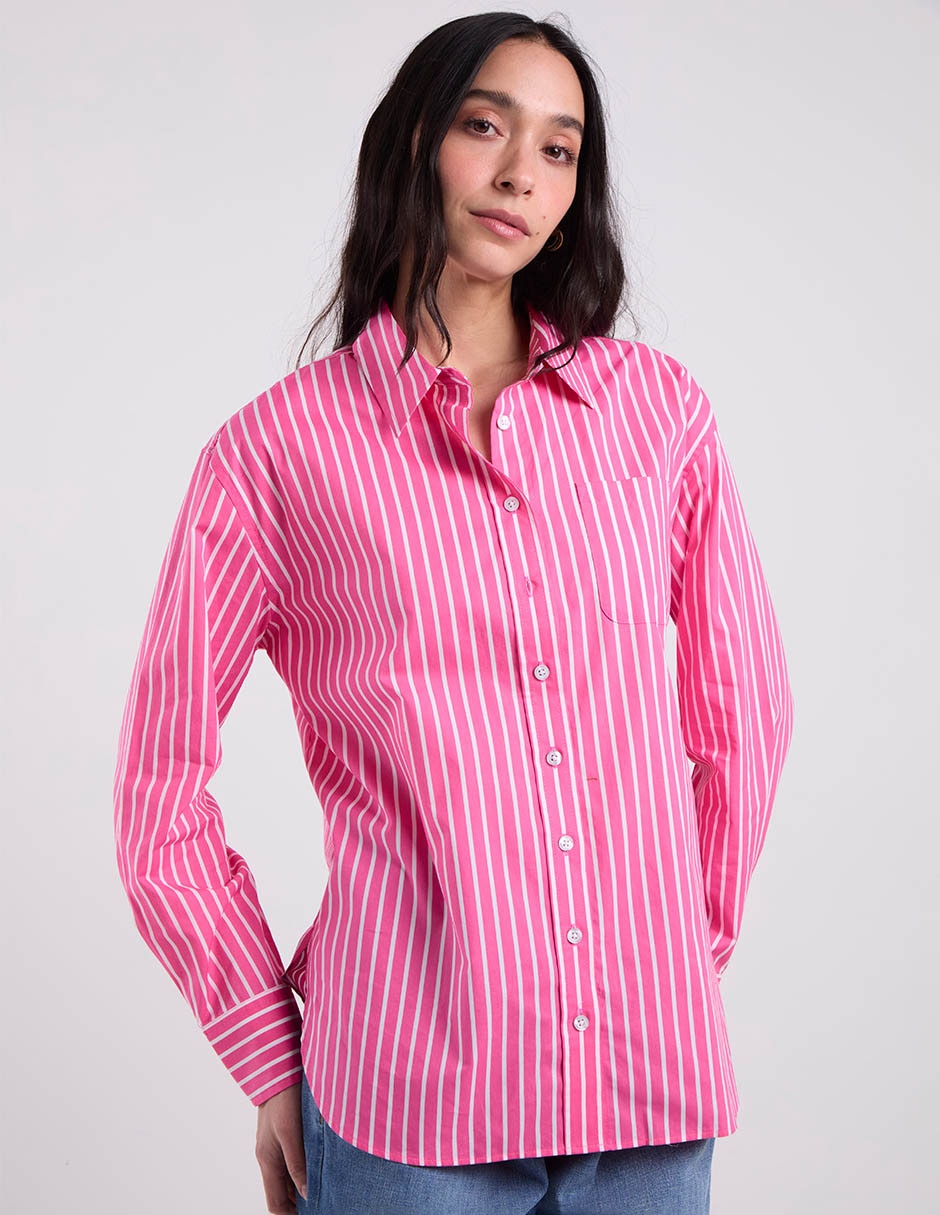Blusa camisera manga larga para mujer