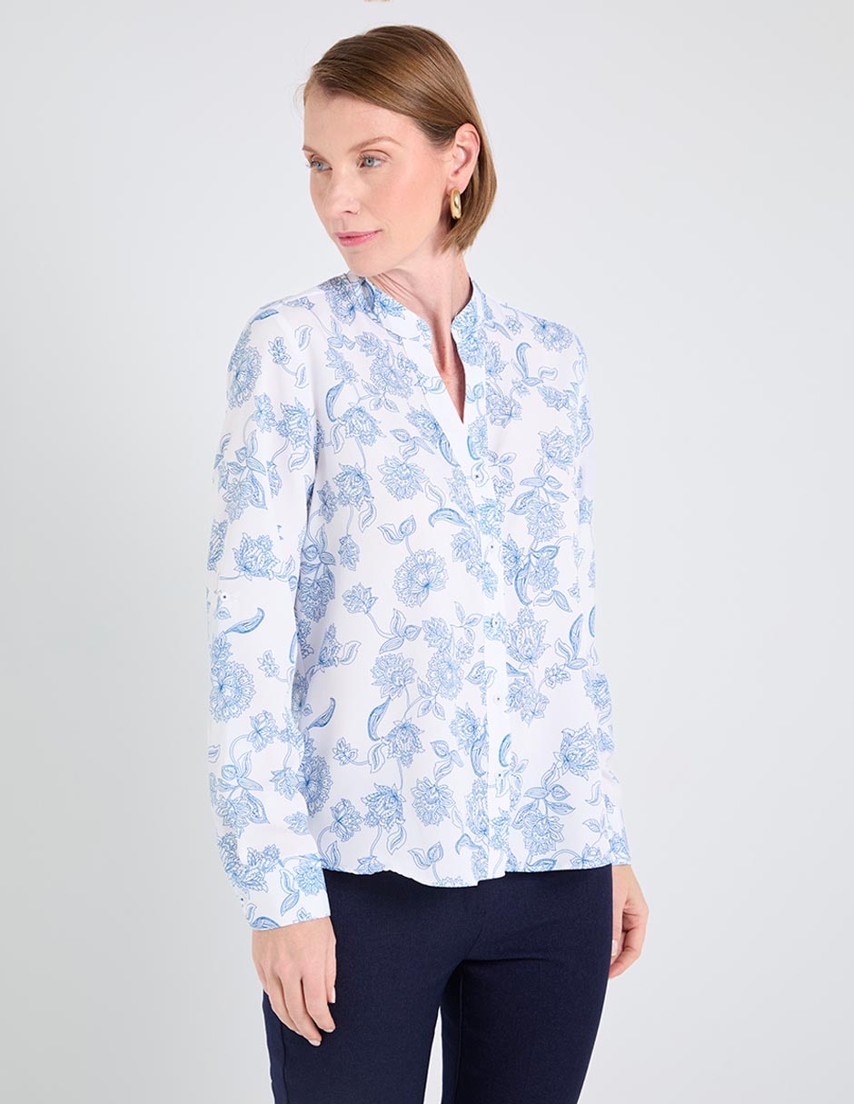 Blusa camisera manga larga para mujer