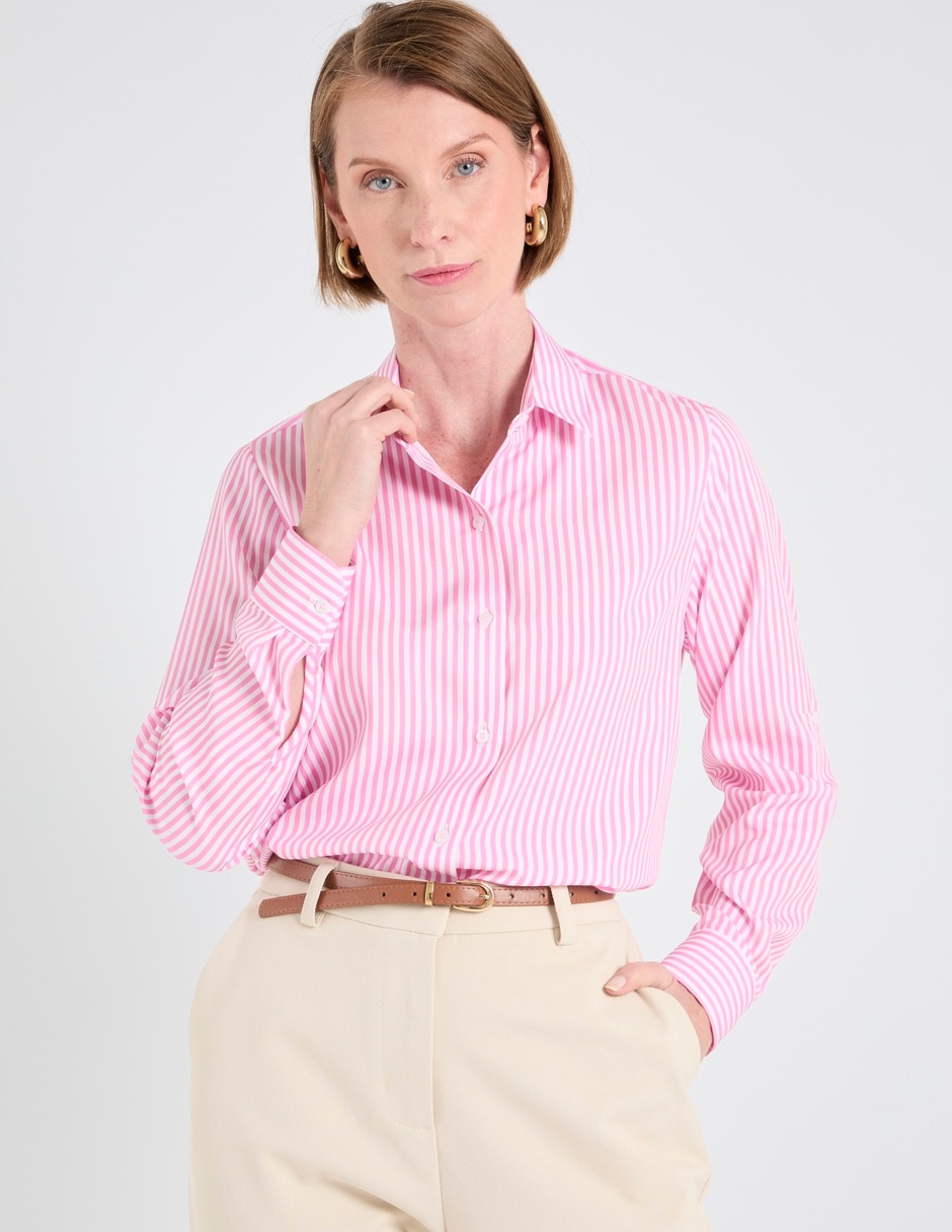 Blusa camisera manga larga para mujer